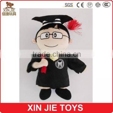 2015 new design graduate doll soft doll with gown stuffed graduate doll with graduate hat