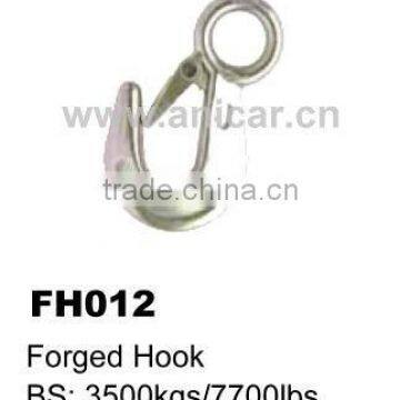 FH012 Forged Hook with keeper white zinc plated