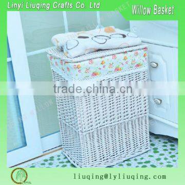on sale grey rectangle wicker willow laundry hamper basket with lid and liner set 2