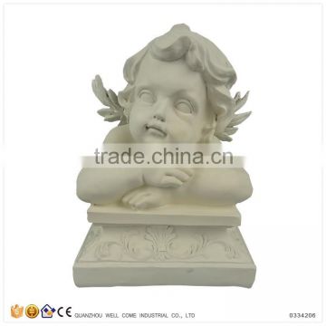 Modern Cheap Resin Cherub Angel Statues on Square Pillar Design