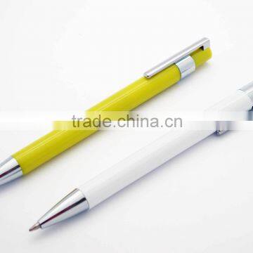 Plastic Retractable Ball Pen W/Metal Clip