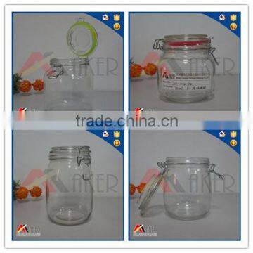 Chinese supplier glass food jar, clear glass storage jar,honey glass jar with lid