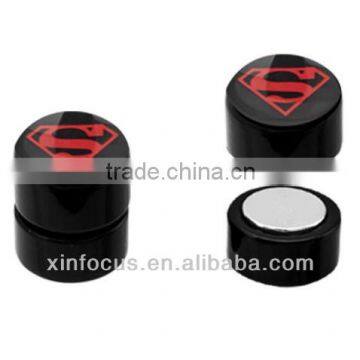 SUPERMAN Magnetic Fake Cheater Plugs - Black Acrylic - 8 mm