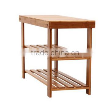 Natural color bamboo shoes-changing bench