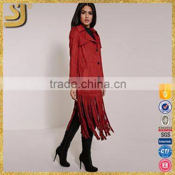 FRINGE TRIM TRENCH WOMAN COAT