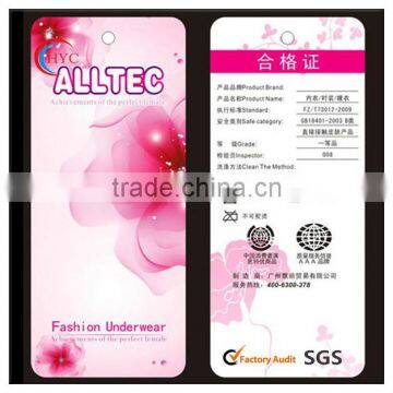 customized excellent glossy print art paper hang tags