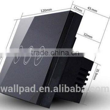 Hot Wallpad LED White Tempered Glass 110~250V US/Australia Standard 3 Gang Remote Control Power Window Curtain Blinder Switch photo-3
