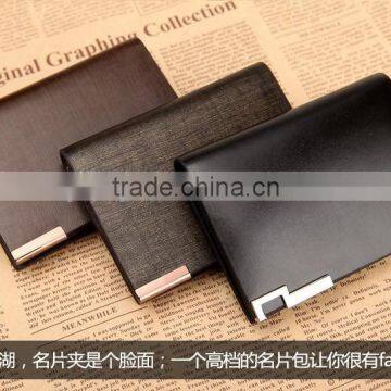 2016 wholesale top layer cowhide genuine leather business card holder wallet