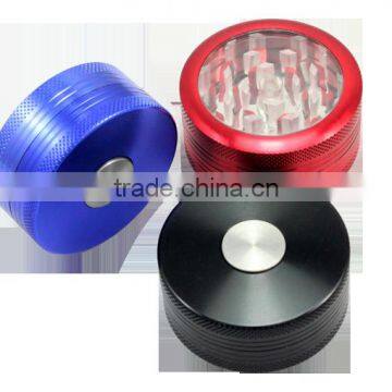 2-part TOP CLEAR herb Grinder with BUTTON on 2nd part