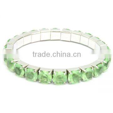 1 row green ab rhinestone crystals tennis stretch claw bracelet