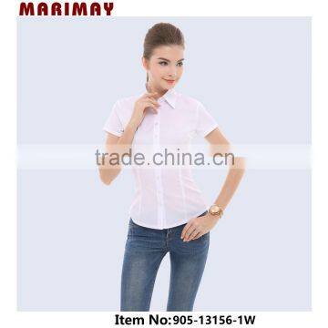 classic oxford shirt design short sleeve office ladies shirt for summer apparel direct from factory wholesale clothing new york