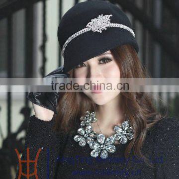 Women Black/Red Wool Felt Hat Designer Hat From Hats factory