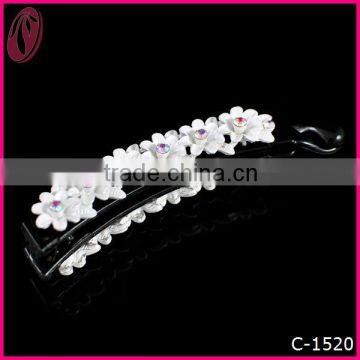 Hot sale White flower Tone Flower Barrettes Long Hair Clips Hair Ornaments