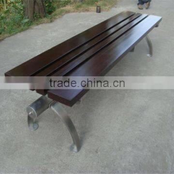 Stainless steel bench seating with wood slats bench seat