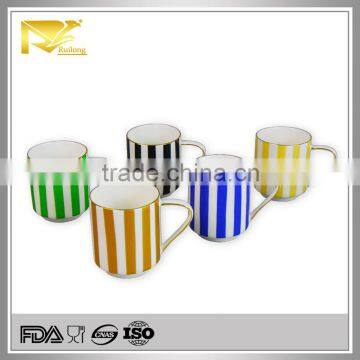 Tableware gold rim ceramic stripe the coffee mug, have a nice day mug, korea mug