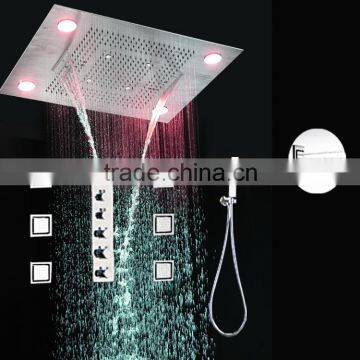 rainfall waterfall led shower system multi function led rain shower , hand shower and body shower jet led bath set