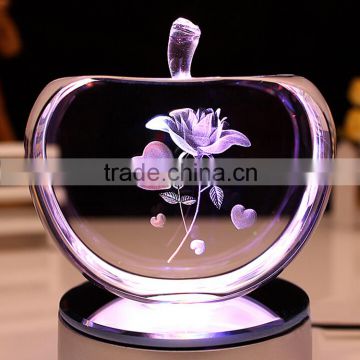 3D laser rose crystal apple