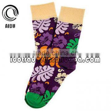 Colorful Big Flower Jacquard Sock High quality Custom Design Thermal Smart Heated Socks