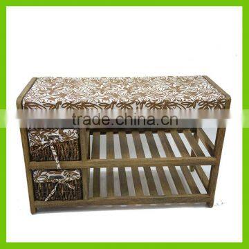 Modern Style Made of Paulownia Wood and Straw Weaving Home Funiture Bed Stool Leg Rest Stoll photo-5