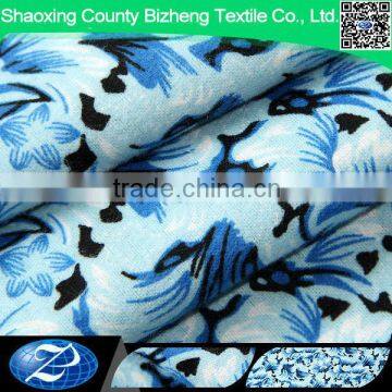 White and blue cotton printed flannel fabric for adult clothing