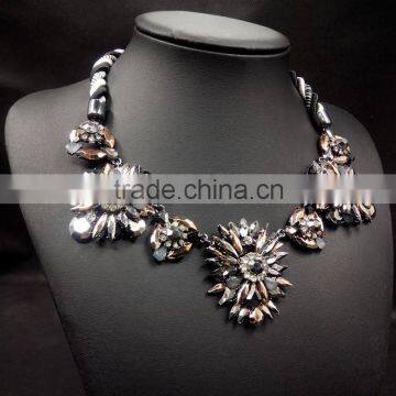 Fashion Rope Chain Necklace Crystal Flower Pendant Necklace New Design Necklace 2015 photo-4