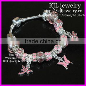 KJL-BD5289 Fashion silver glass Big Hole bead Charm bracelets New European Style beads Handmade Silver jewelry Mix Order