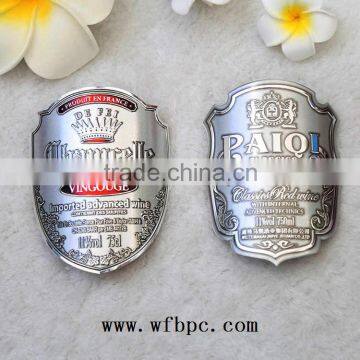 Private Custom Permant Adhensive Metal Wine Brand Logo Aluminum Sticker Label