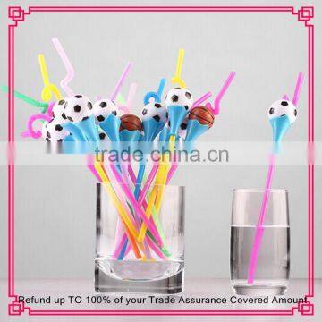 2016 NEW Disposable football sports plastic drinking straws