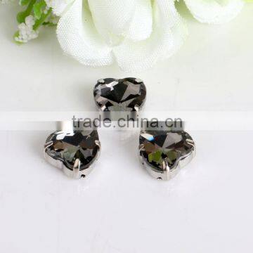 high quality bling bling fancy sweet heart shape pointback black diamond color crystal rhinestones for stitching clothing