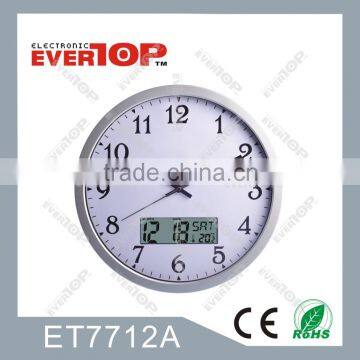 2016 QUARTZ WALL CLOCK WITH INDOOR THERMO ET7712A