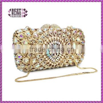 Newest Crystal gold with pearl Evening Clutch Bag clutch mother of pearl (88162A-AB)