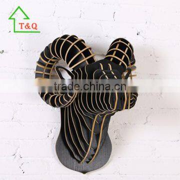 Wood Argali Animal Head 3D Wall Home Hotel Lobby Wall Decor photo-6
