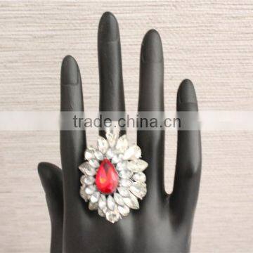 Hot Selling Cheap Custom Rhodium Crystal Ring Wholesale, Red Diamond Rings for Women photo-4