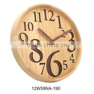 12 inch advertising gift trendy wood carving wall clock(12W56NA-190)