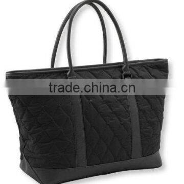 Quilted nylon large tote bag