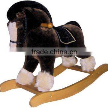 Plush brown rocking horse with sound new ride on toys