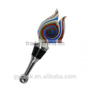 Flame Shaped Colorful Murano Glass Wine Bottle Stopper photo-6