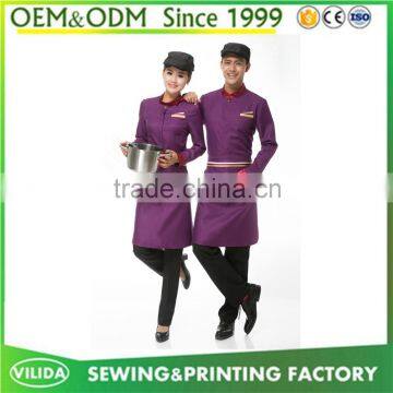 High quality custom chinese restaurant uniforms waiter and waitress uniform