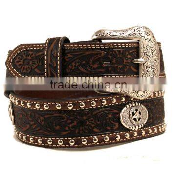 Rodeo style Star Conchos Western Leather Embossed belt strap