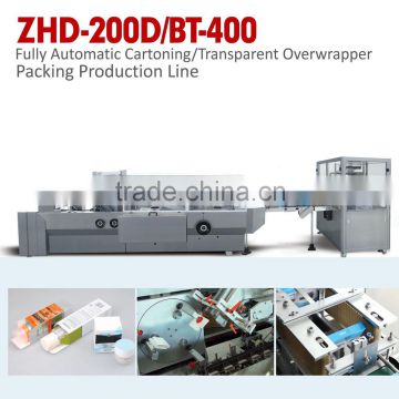 Fully Automatic outside packing line Cartoning and 3D film wrapping Production Line