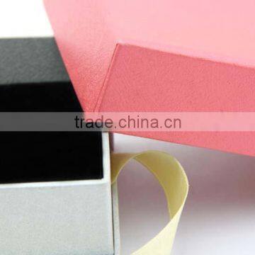 High quality square cardboard jewelry box with ribbon