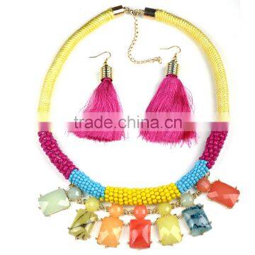 Colorful Necklace And Earrings Set Top Selling Gold Jewellery Designs Photos photo-3