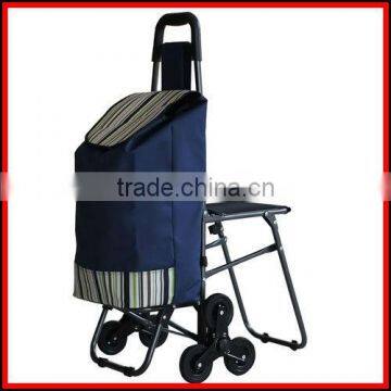 Three wheels Laundry shopping cart with chair