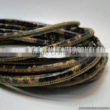 Round Leather Cords - nappa round stich python senape 4mm