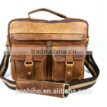 Hot wholesale mens crazy horse cowhide leather tote bag handbag shoulder bag