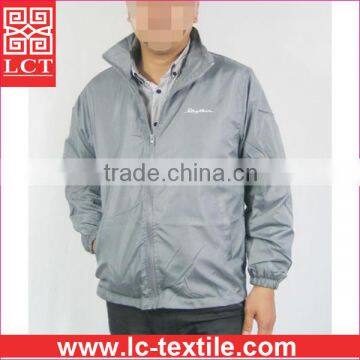 wholesale 2015 JAPAN pupular grey color windproof nylon school running uniform jacket with custom silk screen print(LCTU0065)