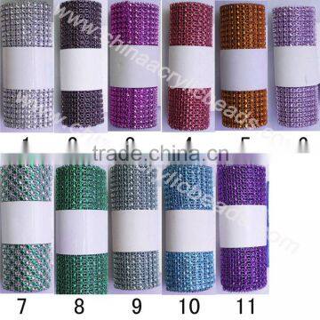 24 Rows Crystal Wedding Mesh Ribbon Gold Color for Decoration Candle &cake 12CM*10yard photo-4