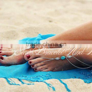 Beach barefoot sandals carving tassels anklet