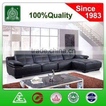 3059B real leather in black color lift headrest China leather corner sofa