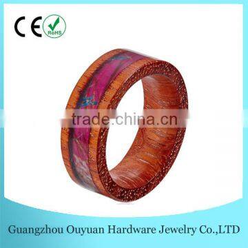Wholesale  Wood Finger Ring with Pink Camouflage Inlay, Wooden Finger Ring